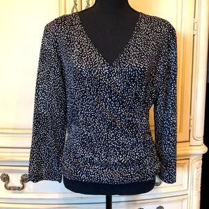 Black, gray and white party blouse